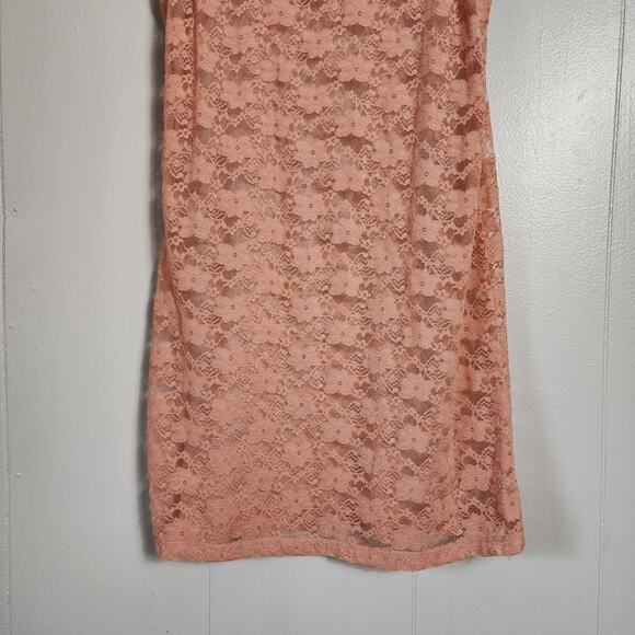 MODBE Boho Y2k Sheer Lace Tank Overlay Cami Peach Orange XL - Picture 6 of 7